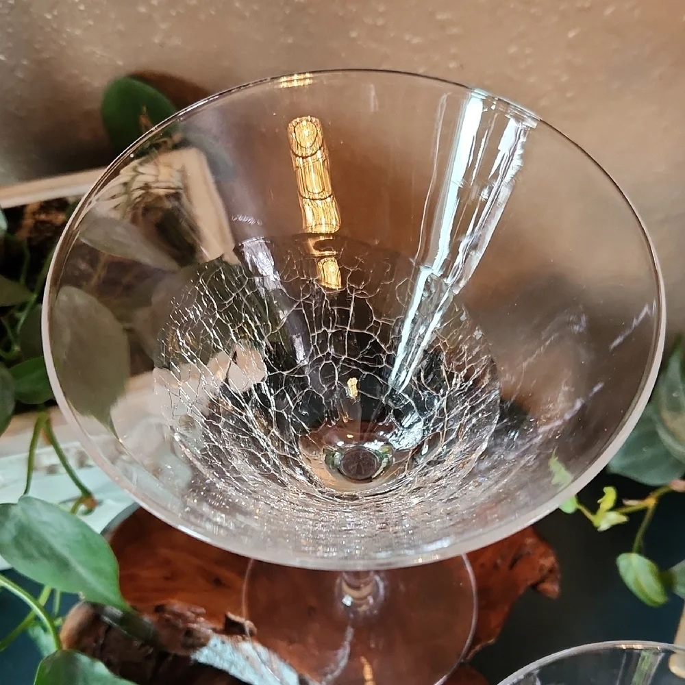 Pier 1 Clear Crackle Martini Glasses - Set of 2 EUC